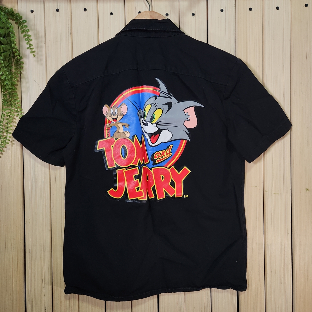 Tom and Jerry Shirt Black Size XS Short Sleeve